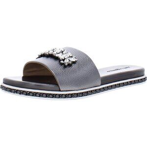 KARL LAGERFELD Women's Bijou Flip Flop, Silver, 6.5